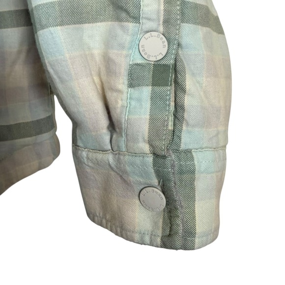 LL Bean Men's Plaid Flannel Lined Shirt Jacket Shirt Size Large Green Gray - Picture 8 of 11